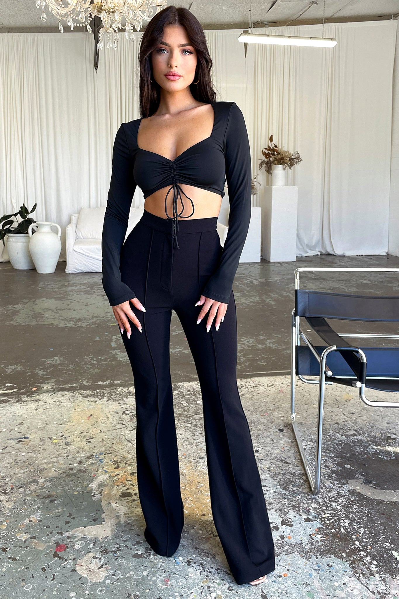 パンツ RAN select item Wide flare blackdenim WIDE FLARE PANT - BLACK DENIM – Rosetta Getty