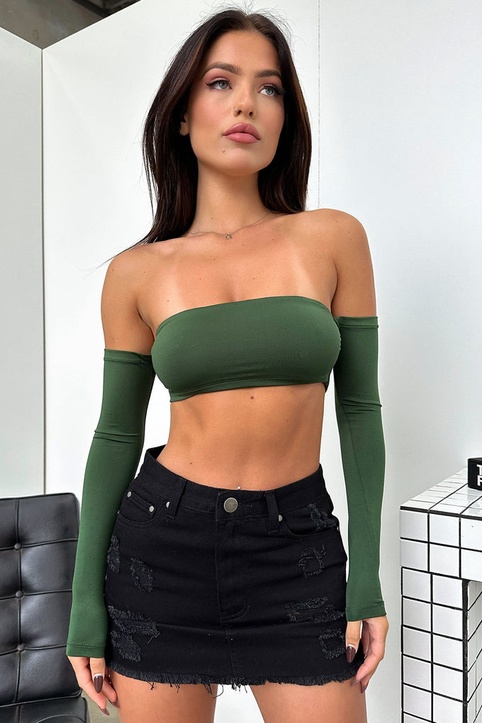 Victoria Off Shoulder Crop - Emerald